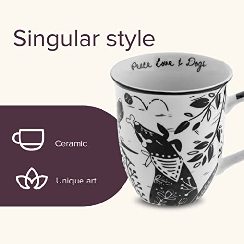 Karma Gifts 16 oz Black and White Boho Mug Dog - Cute Coffee and Tea Mug - Ceramic Coffee Mugs for Women and Men - Image 3