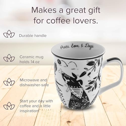 Karma Gifts 16 oz Black and White Boho Mug Dog - Cute Coffee and Tea Mug - Ceramic Coffee Mugs for Women and Men - Image 2