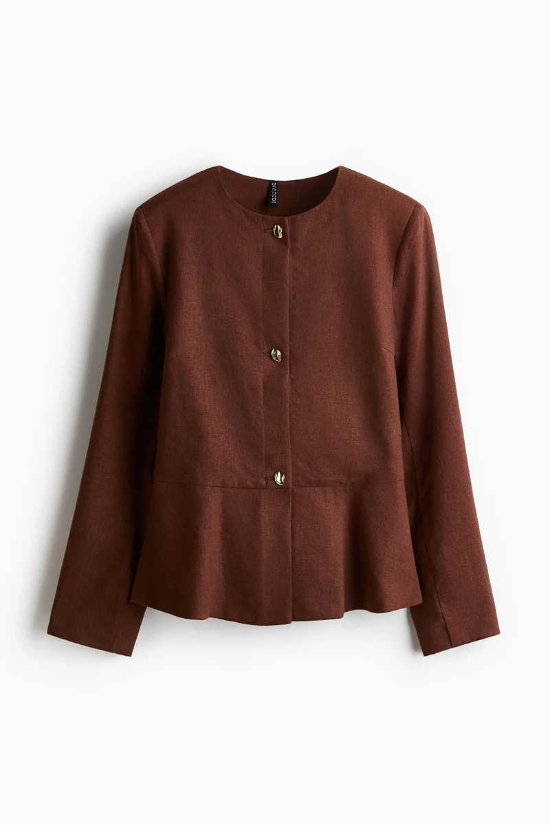 H&M Linen-blend peplum jacket