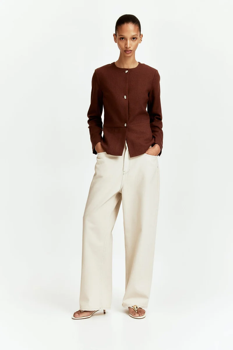H&M Linen-blend peplum jacket