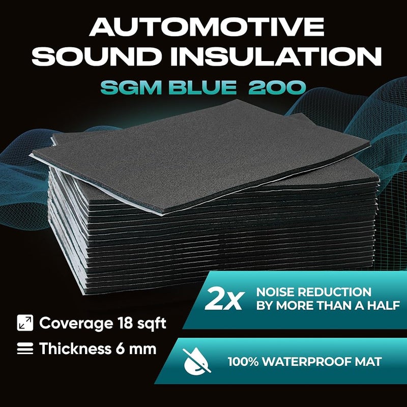 SGM Blue 200 mil (6mm) 18 sqft Car Sound Insulation - Heat and Cool Liner - Self Adhesive Closed Cell Foam Deadening Material - PE Foam Sound Deadener - Image 2
