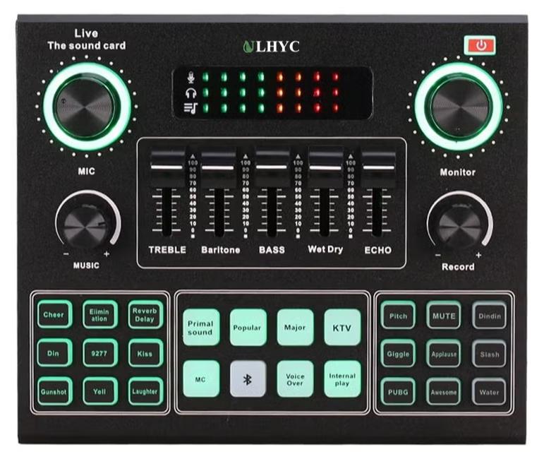 يو إل اتش واي سي V9 Live Sound Card Audio Mixer للبث المباشر لبطاقة مغير الصوت مع تأثيرات صوتية متعددة - Image 1