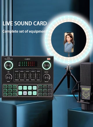 V9 Live Sound Card Audio Mixer للبث المباشر لبطاقة مغير الصوت مع تأثيرات صوتية متعددة - view 3