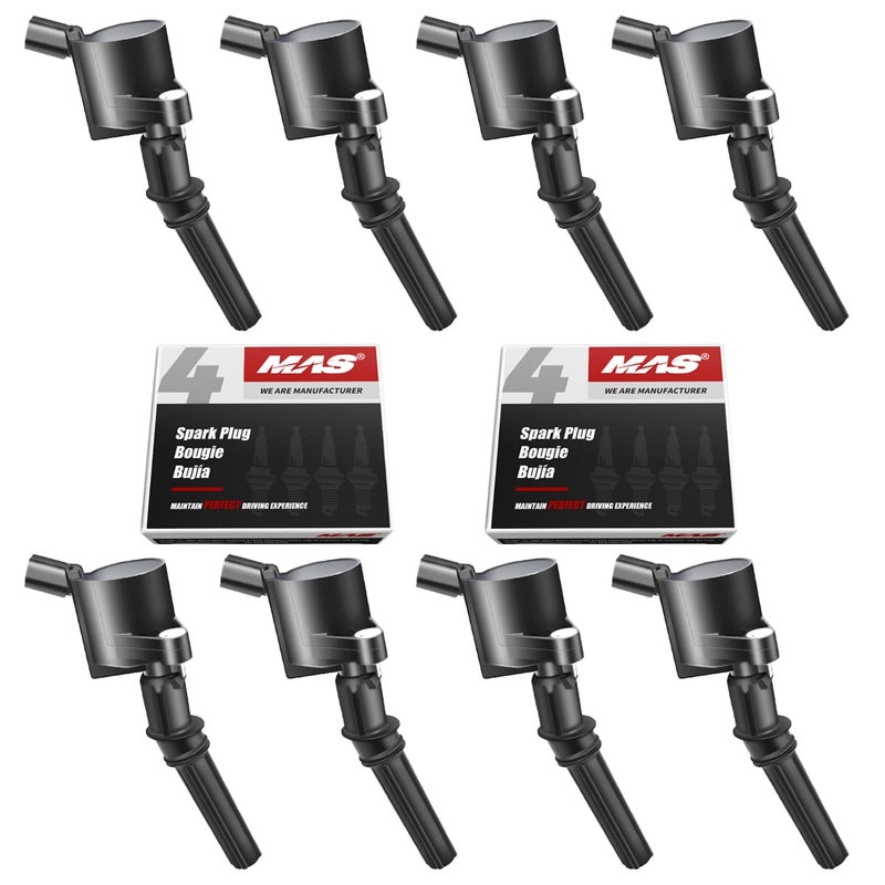 MAS Set of 8 Ignition Coil Pack and Iridium Spark Plug Compatible with Mercury Ford F150 E150 E250 Expedition Explorer Grand Marquis Crown Victoria 4.6L V8 Replacement for SP493 DG508 - Image 1