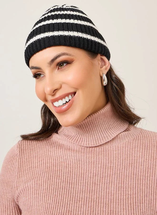 ستايلي Two Tone Striped Design Beanie
