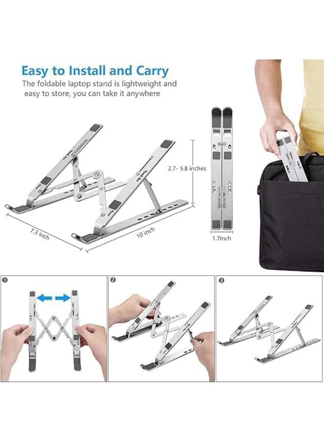 Ergonomic and Portable Laptop Stand - Multi-Angle Adjustable - Supports Laptop Ventilation - Ideal for Home, Office, and Travel- X2 (Silver) - Image 2