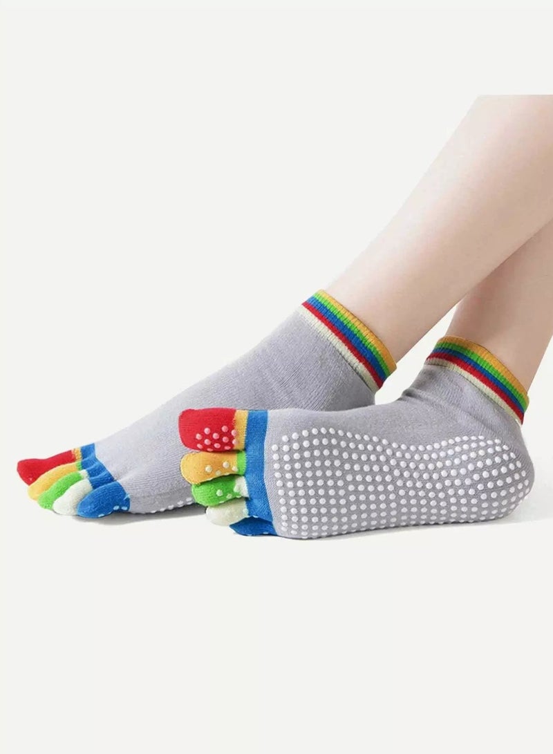 Generic Random Color Yoga Non-slip Massage Five Toe Socks  - Image 1