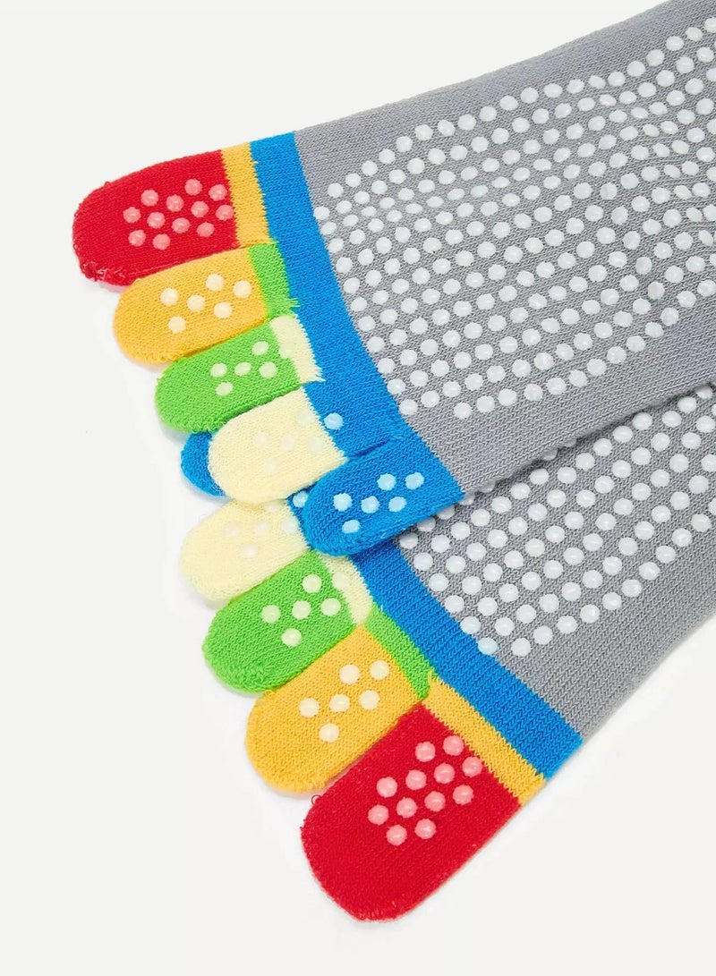Generic Random Color Yoga Non-slip Massage Five Toe Socks  - Image 3