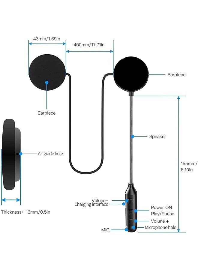 Excefore Motorcycle Helmet Bluetooth Headset, Hifi Stereo Sound,Large Battery,Bluetooth Helmet Speakers With Calls Answer Automatically,Voice Assistant,Ipx7 Waterproof, For Cycling/Skiing/Riding - Image 3