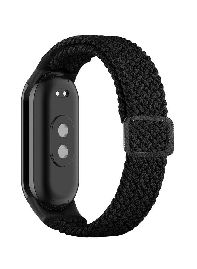 Braided Nylon Fabric Strap Replacement For Xiaomi MI Band 9/MI Band 8,Adjustable Solo Loop Elastic Nylon Band for Women Men,Black - Image 3