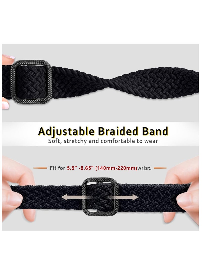 Braided Nylon Fabric Strap Replacement For Xiaomi MI Band 9/MI Band 8,Adjustable Solo Loop Elastic Nylon Band for Women Men,Black - Image 4