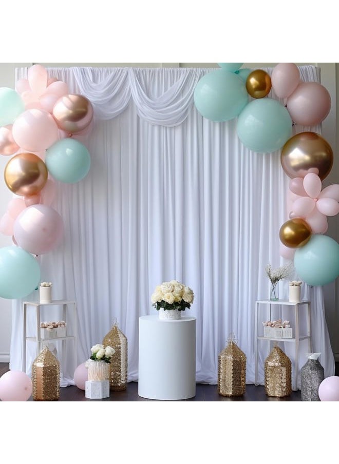 NSSONBEN - 30ft x 8ft Wrinkle Free White Backdrop Curtains for Weddings Parties, 6 Panels 5x10ft Soft Silky Polyester White Photo Backdrop Drapes Back Drop Cloth for Birthday Christmas Photography Background - Image 1