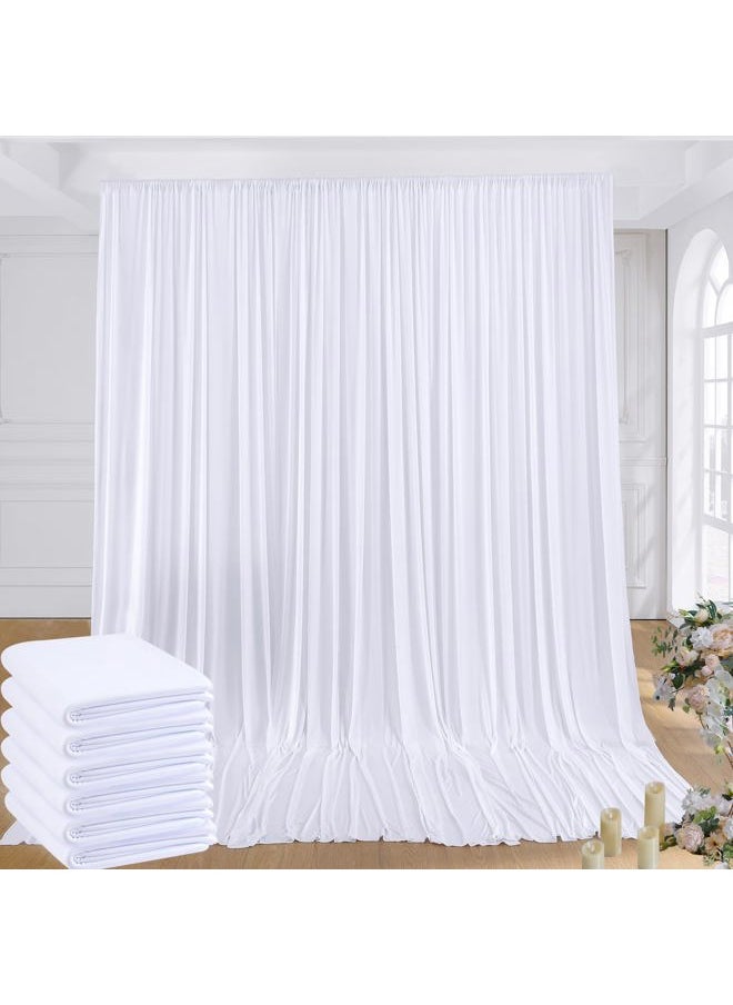 NSSONBEN - 30ft x 8ft Wrinkle Free White Backdrop Curtains for Weddings Parties, 6 Panels 5x10ft Soft Silky Polyester White Photo Backdrop Drapes Back Drop Cloth for Birthday Christmas Photography Background - Image 1