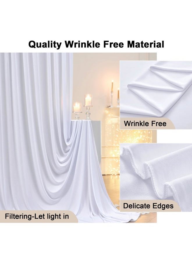 NSSONBEN - 30ft x 8ft Wrinkle Free White Backdrop Curtains for Weddings Parties, 6 Panels 5x10ft Soft Silky Polyester White Photo Backdrop Drapes Back Drop Cloth for Birthday Christmas Photography Background - Image 1
