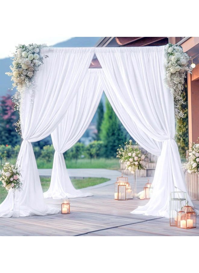 NSSONBEN - 30ft x 8ft Wrinkle Free White Backdrop Curtains for Weddings Parties, 6 Panels 5x10ft Soft Silky Polyester White Photo Backdrop Drapes Back Drop Cloth for Birthday Christmas Photography Background - Image 1