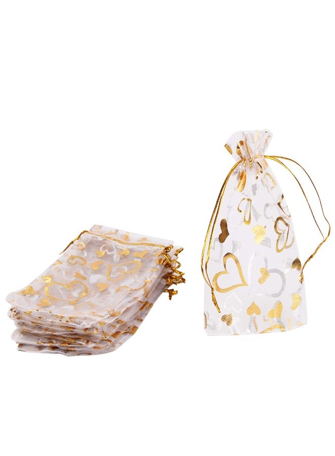 Volanic 100PCS 4X6 Inch Sheer Heart Organza Bags with Drawstring for Christmas Candy Jewelry Party Wedding Favor Gift Bag - Image 4