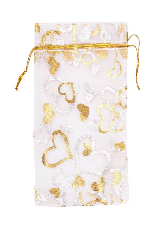 Volanic 100PCS 4X6 Inch Sheer Heart Organza Bags with Drawstring for Christmas Candy Jewelry Party Wedding Favor Gift Bag - Image 3