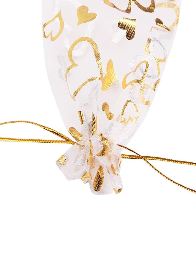 Volanic 100PCS 4X6 Inch Sheer Heart Organza Bags with Drawstring for Christmas Candy Jewelry Party Wedding Favor Gift Bag - Image 5