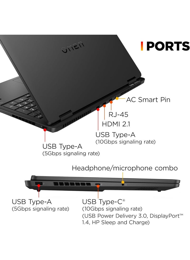 HP (نسخة مطورة) لابتوب الألعاب OMEN 16 Slim 2025 AI Pro، 16 بوصة FHD+ 165Hz، معالج Intel Ultra 7 255H (يتفوق على Intel i7-14700)، 32GB RAM + 1TB SSD NVIDIA RTX 5060 مع Office 365 مجاني + وسادة ماوس Consumix - Image 3