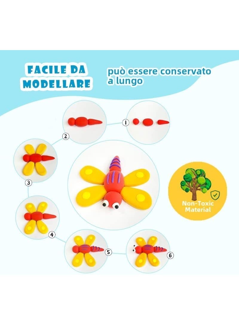 ماجيك مجموعة صلصال ماجيك ، 48 قطعة (4 أكياس × 12 لونًا) - صلصال لعب ناعم وغير لاصق مع أدوات تشكيل - آمن وغير سام - هدية إبداعية وموفرة للأطفال - Image 4