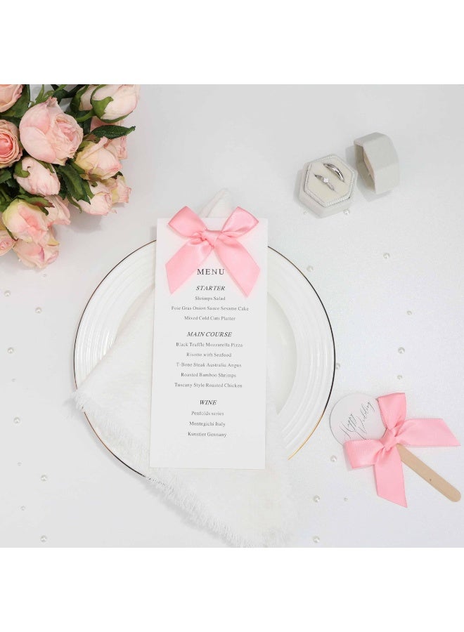 أوشيما 50 قطعة من رباطات اللمسة الوردية للرضع، مزودة بشرائط لاصقة ذاتية التصاق، ورباطات صغيرة وردية زخرفية بطول 3 بوصات، مصنوعة مسبقًا، للاستخدام في الحرف اليدوية، وتغليف الهدايا، والزينة في حفلات عيد الميلاد ولễ الزفاف للرضع - Image 4