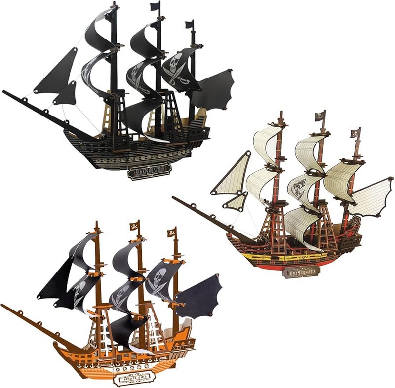 لغز خشبي ثلاثي الأبعاد نموذج سفينة شراعية قديمة DIY زينة مكتب للكبار طقم بناء سفينة - Image 1