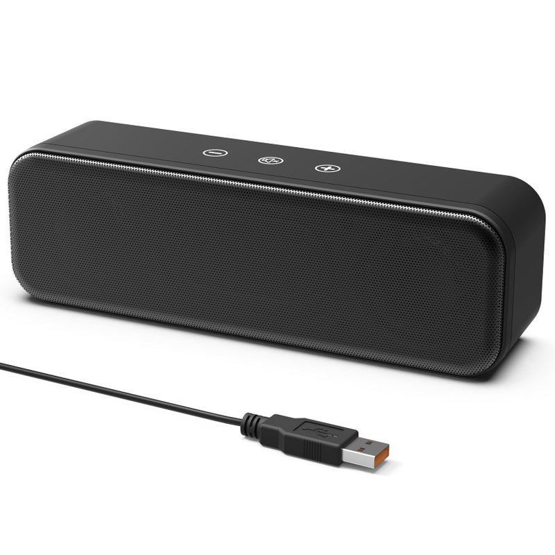 XKX مكبرات صوت للكمبيوتر لسطح المكتب واللابتوب، سلكية، توصيل USB، مكبرات صوت خارجية للشاشة، شريط صوت صغير للكمبيوتر، مكبر صوت عالي مع صوت عميق، تحكم باللمس، محول USB-C مدمج إلى USB - Image 1