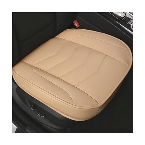Sandfren Car Front Bottom Seat Cover Leather Breathable Driver Bottom Seat Protector with Storage Pocket AntiSlip Full Wrapped Automotive Chair Cushion Mat Universal for Truck Van RV Beige - Image 1