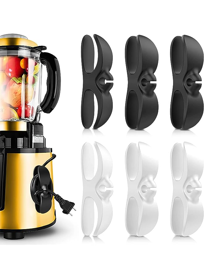 PROMASS Cord Wrap, 6 Pcs Cord Organizer for Appliances, Kitchen Appliance Cord Winder for Microwave, Coffee Maker, Mixer, Air fryer, Oven (Black, White) - Image 1