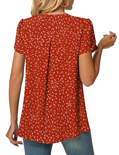 Anyally Women's Plus Size Summer Tunic Tops Dressy Casual Chiffon Blouses Short Sleeve T-Shirts for Leggings, L Polka Dots Red - Image 3