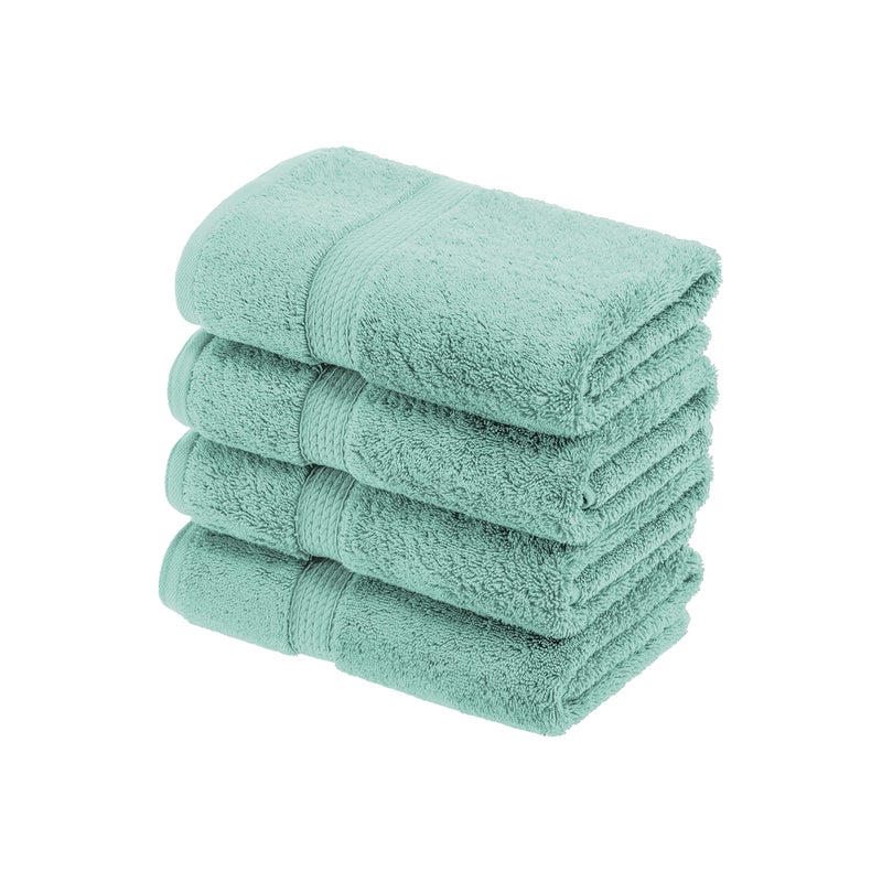 Superior Egyptian Cotton Pile Hand Towel Set of 4 Ultra Soft Luxury Towels Thick Plush Essentials Absorbent Heavyweight Guest Bath Hotel Spa Home Bathroom Shower Basics Sea Foam