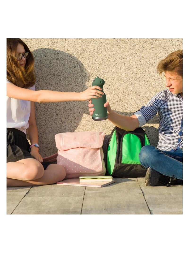 asobu زجاجة أسوبو ديناصور بيستي 16 أونصة – زجاجة ماء للأطفال من الفولاذ المقاوم للصدأ، تصميم ديناصور ممتع، مانعة للتسرب، سهلة الحمل، مثالية للمدرسة والسفر والاستخدام اليومي - Image 5