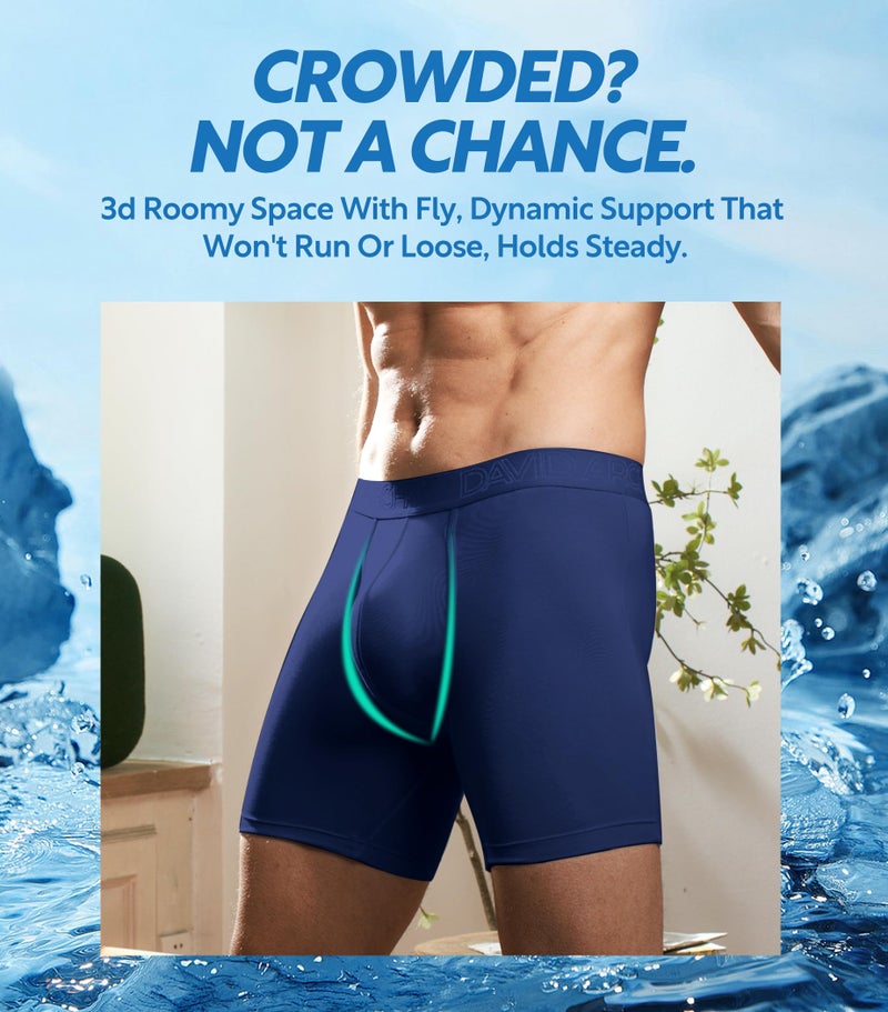 DAVID ARCHY Mens Underwear Boxer Briefs Breathable Soft Moisture-Wicking with Fly Underwear for Men Multipack - Image 3