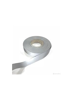 Generic Akshat Enterprises Elastic Silver Reflective Tape Iron On Fabric Heat Transfer Vinyl Film 50 Meter 1 INCH 