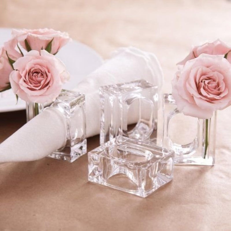 Deco-Mate Acrylic Napkin Rings Bud Vase Flower Holder â€“ Clear - Table DÃ©cor, 2-in 1 (Bulk Set) Wholesale (24) - Image 1