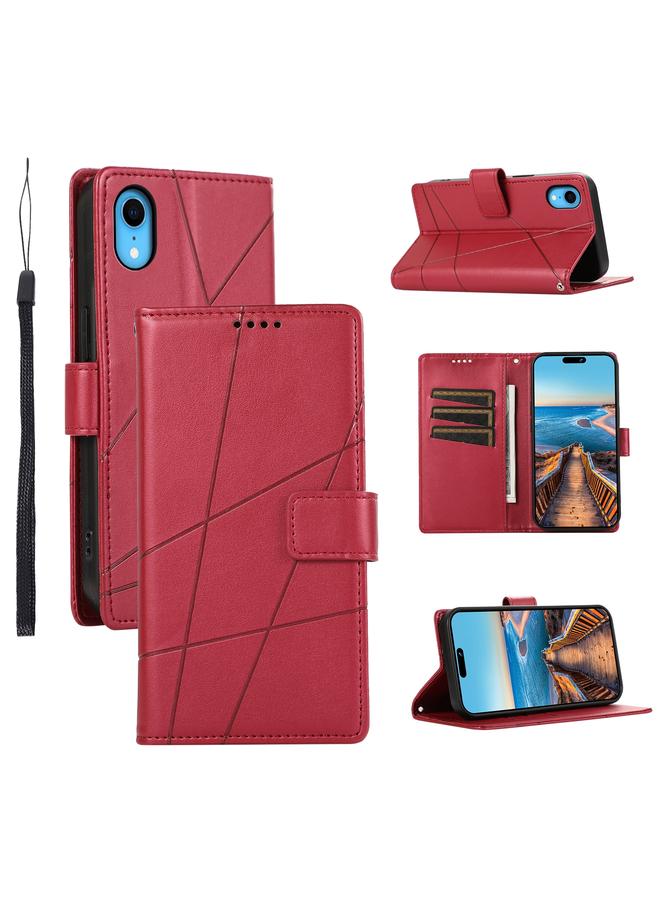 The Bros Case For iPhone XR PU Genuine Leather Texture Embossed Line Phone Case 