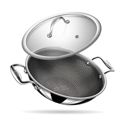 Stahl Artisan Hybrid 4.4 L, 28 cm Triply Non Stick Kadai with Lid, Stainless Steel Kadai for Cooking, Triply Kadhai Metal Spatula Friendly, Induction & Gas Stove Compatible - Image 1