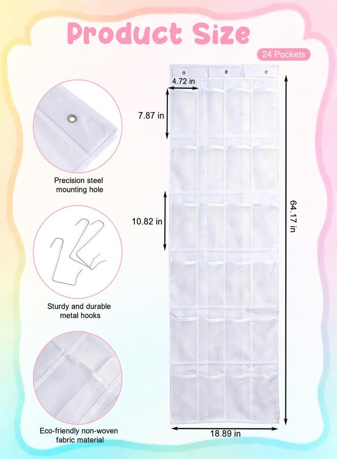 Zebrabox Hanging Over Door Toy Storage Organizer (24 Pockets), 64.17''×18.90'' Fits Mini Human-Shaped Dolls Under 7.87'' Tall (Dolls Not Included), Easy Accessory Storage & Display - White - Image 2
