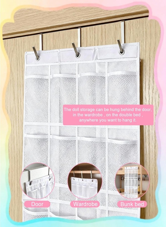Zebrabox Hanging Over Door Toy Storage Organizer (24 Pockets), 64.17''×18.90'' Fits Mini Human-Shaped Dolls Under 7.87'' Tall (Dolls Not Included), Easy Accessory Storage & Display - White - Image 3