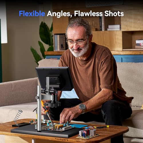 TOMLOV 4K Autofocus Microscope TM4K-AF Max, 10.1" HDMI Digital Microscope with Spin Flex Arm, Micro Soldering Microscopes for Electronics Repair, 52MP Error Coin Micro Scope Full View, Ring Light, 64G - Image 5