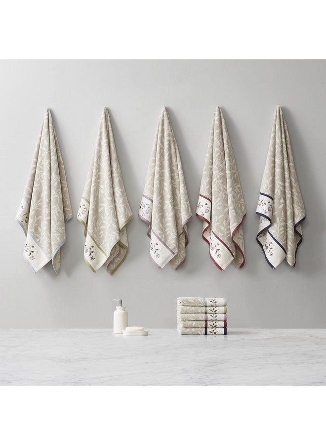madison park Madison Park Serene 100% Cotton Bath Towel Set Luxurious Floral Decorative Towels for Bathroom Embroidered Cotton Jacquard Design Soft Highly Absorbent for Shower 600 GSM, Multi-Sizes, Red 6 Piece  - Image 5