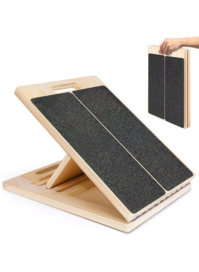 M MIAOYAN 5 Adjustable Angle Wooden Slant Board, 500 LBS Weight Capacity Non-Slip Calf Stretch Incline Board, Portable Wood Squat Wedge Foot Stretch Platform for Ankle Mobility Squat Training Yoga Recovery - Image 1