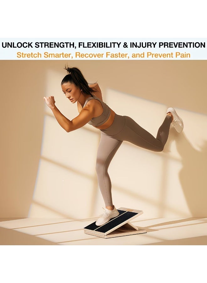 M MIAOYAN 5 Adjustable Angle Wooden Slant Board, 500 LBS Weight Capacity Non-Slip Calf Stretch Incline Board, Portable Wood Squat Wedge Foot Stretch Platform for Ankle Mobility Squat Training Yoga Recovery - Image 2