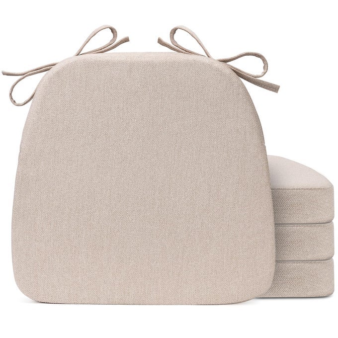 CHAIR CUSHIONS FOR DINING CHAIRS DSHAPED SEAT CUSHIONS WITH REMOVABLE WASHABLE COVER AND TIES CHAIR PADS FOR KITCHEN INDOOR DINING ROOM PATIO CHAIRS 17 X 16 SET OF 4 BEIGE