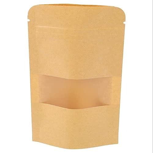 E Sko ESKO Stand Up Ziplock Pouch - Reusable, Airtight Kraft Paper Storage Pouch(Brown)| 14X20 Cm(Pack Of 50) - Image 3