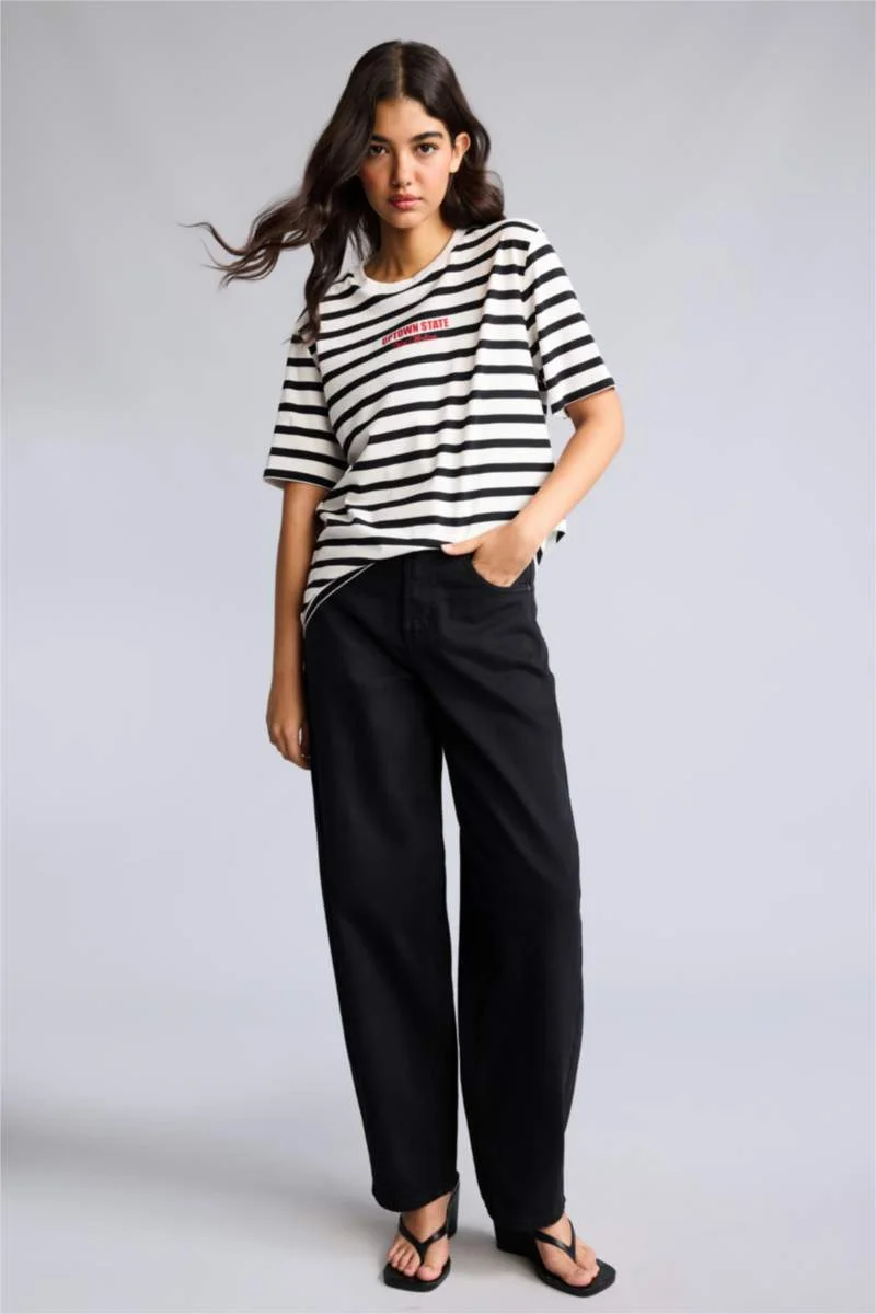 ديفاكتو Regular Fit Crew Neck Striped T-Shirt