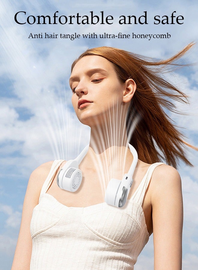 DUNISO Portable Neck Fan 360° Cooling Fan 1200 mAh Battery Operated Hands Free Bladeless Fan, Wearable Personal Fan, USB Rechargeable Portable Neck Fan with 3 Wind Speed for Traveling Office Sports - Image 2