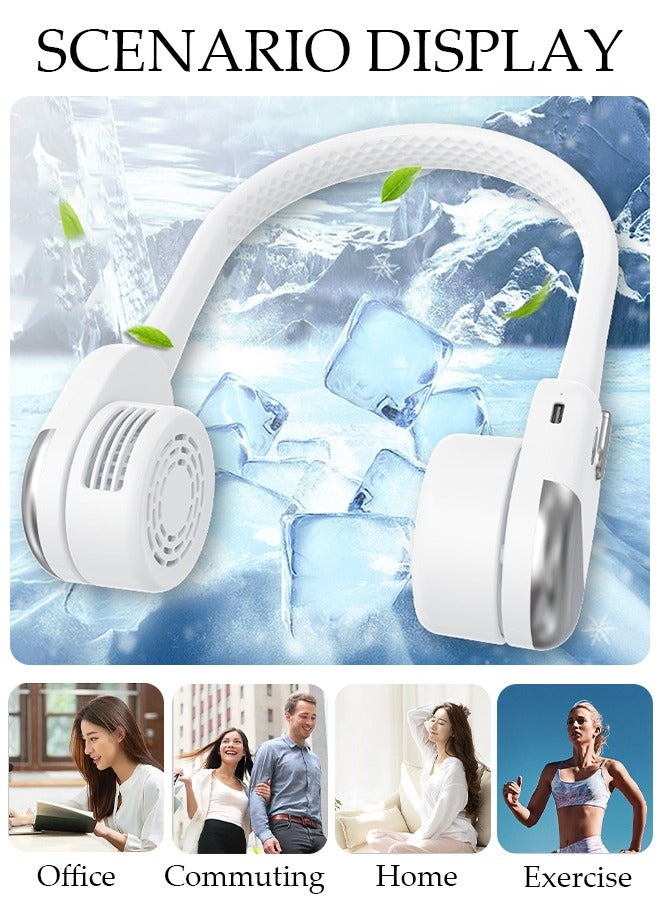 DUNISO Portable Neck Fan 360° Cooling Fan 1200 mAh Battery Operated Hands Free Bladeless Fan, Wearable Personal Fan, USB Rechargeable Portable Neck Fan with 3 Wind Speed for Traveling Office Sports - Image 4
