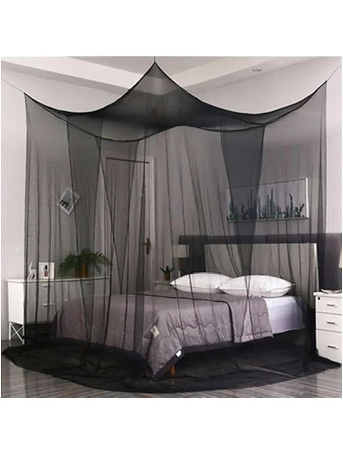 Sexy Black Canopy Bed Curtains Mosquito Net Square Palace Single Bed - Image 1