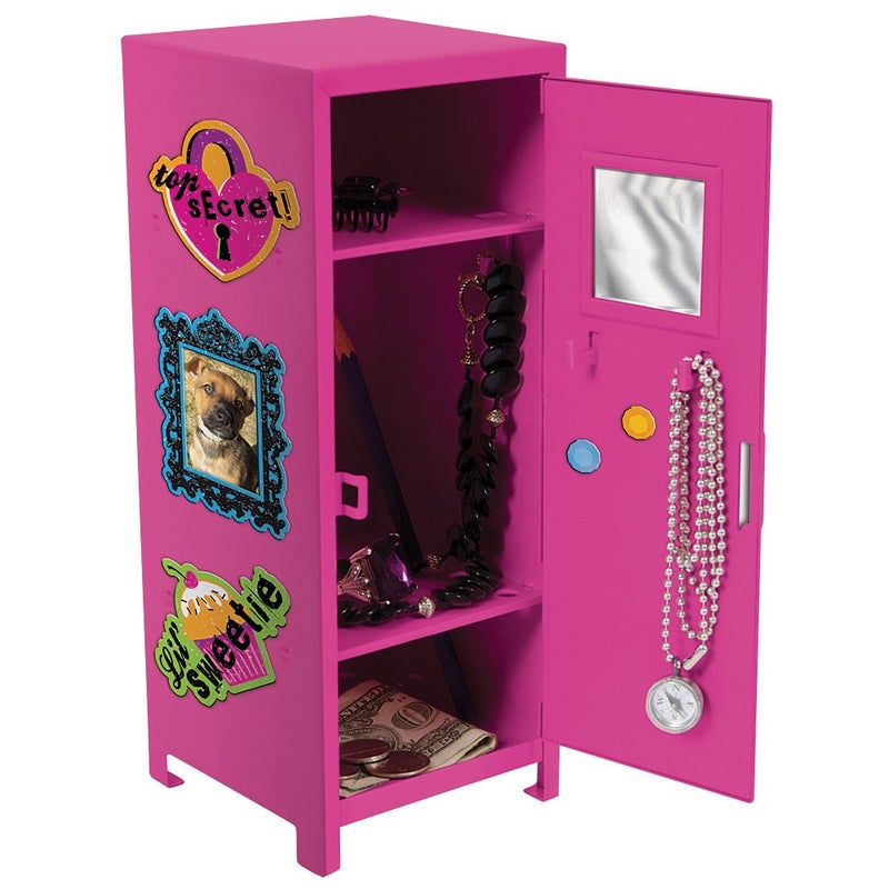 Schylling Girl Talk Locker - Customizable Miniature Metal Locker - Includes Pink Steel Locker, Lock, 2 Keys, and 17 Colorful Magnets - Ages 4 and Up - Image 1
